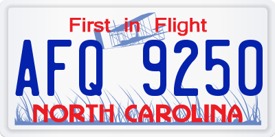 NC license plate AFQ9250