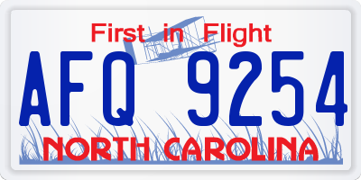 NC license plate AFQ9254