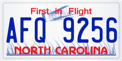 NC license plate AFQ9256