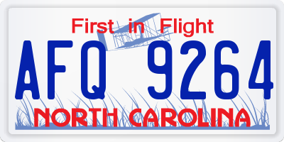 NC license plate AFQ9264