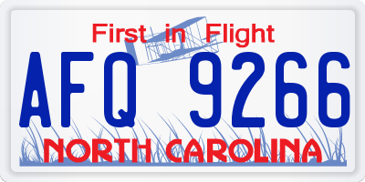 NC license plate AFQ9266