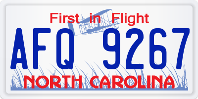 NC license plate AFQ9267