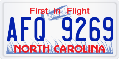 NC license plate AFQ9269