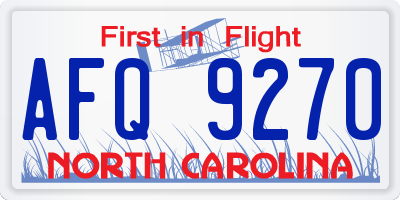 NC license plate AFQ9270