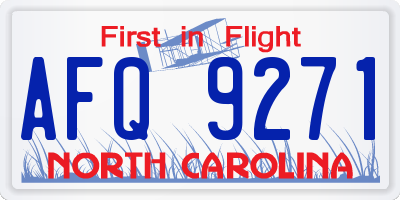 NC license plate AFQ9271