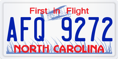 NC license plate AFQ9272
