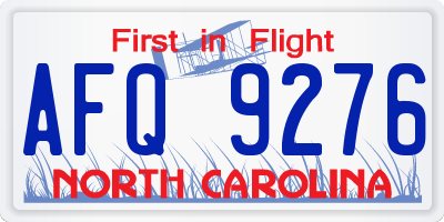 NC license plate AFQ9276
