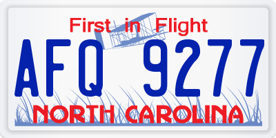NC license plate AFQ9277