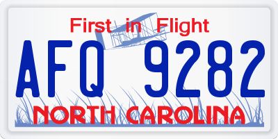 NC license plate AFQ9282