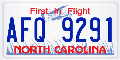 NC license plate AFQ9291
