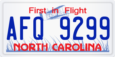 NC license plate AFQ9299