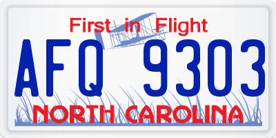 NC license plate AFQ9303