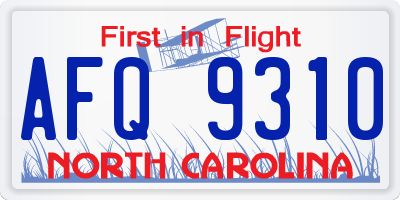 NC license plate AFQ9310