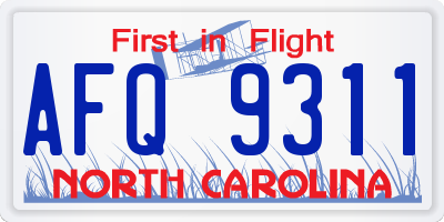 NC license plate AFQ9311