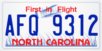 NC license plate AFQ9312