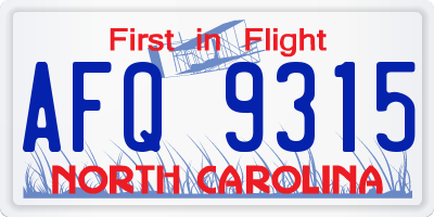 NC license plate AFQ9315
