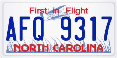 NC license plate AFQ9317
