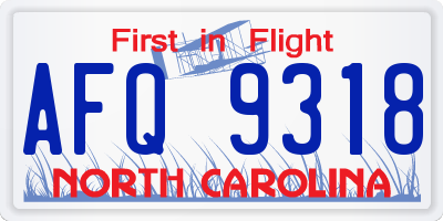 NC license plate AFQ9318
