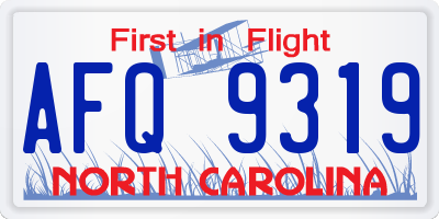 NC license plate AFQ9319