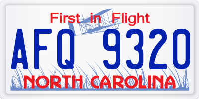 NC license plate AFQ9320