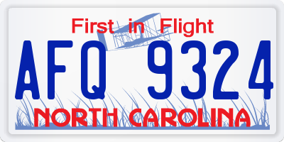 NC license plate AFQ9324