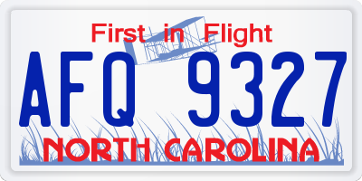 NC license plate AFQ9327
