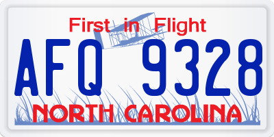 NC license plate AFQ9328