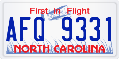 NC license plate AFQ9331