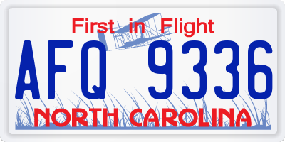 NC license plate AFQ9336