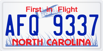 NC license plate AFQ9337