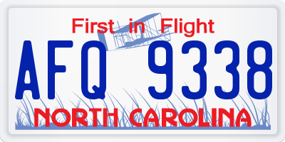 NC license plate AFQ9338