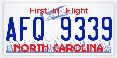 NC license plate AFQ9339