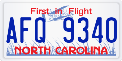 NC license plate AFQ9340