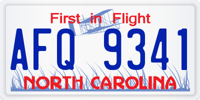 NC license plate AFQ9341