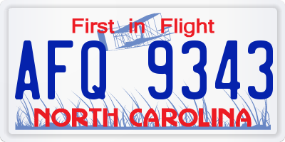 NC license plate AFQ9343