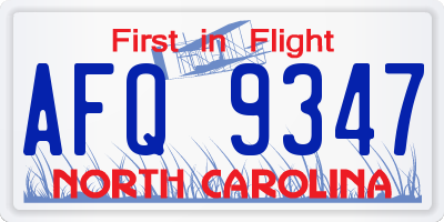 NC license plate AFQ9347