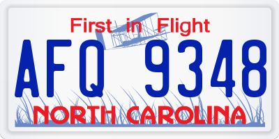 NC license plate AFQ9348