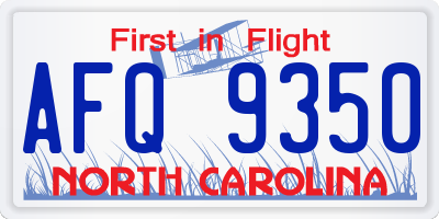 NC license plate AFQ9350