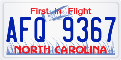 NC license plate AFQ9367