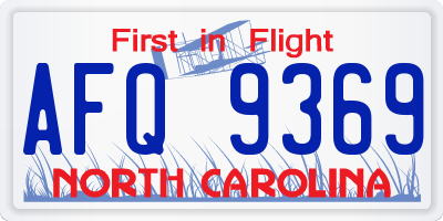NC license plate AFQ9369