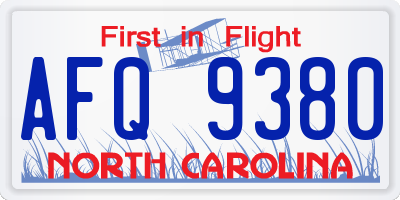 NC license plate AFQ9380