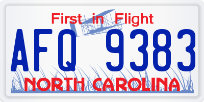 NC license plate AFQ9383