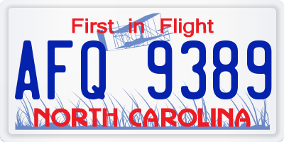 NC license plate AFQ9389