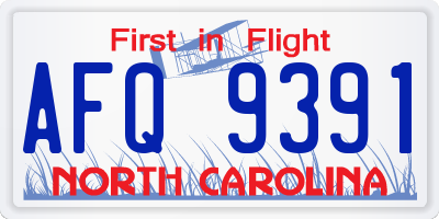 NC license plate AFQ9391