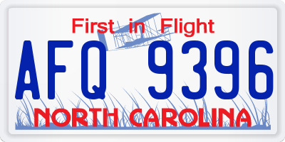 NC license plate AFQ9396