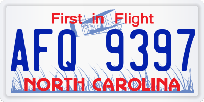 NC license plate AFQ9397