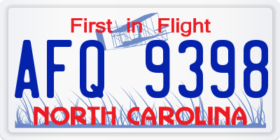 NC license plate AFQ9398