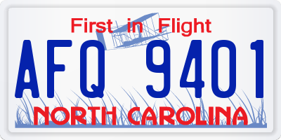 NC license plate AFQ9401