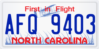 NC license plate AFQ9403