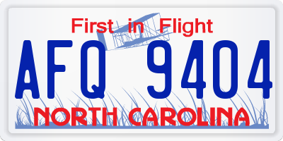 NC license plate AFQ9404